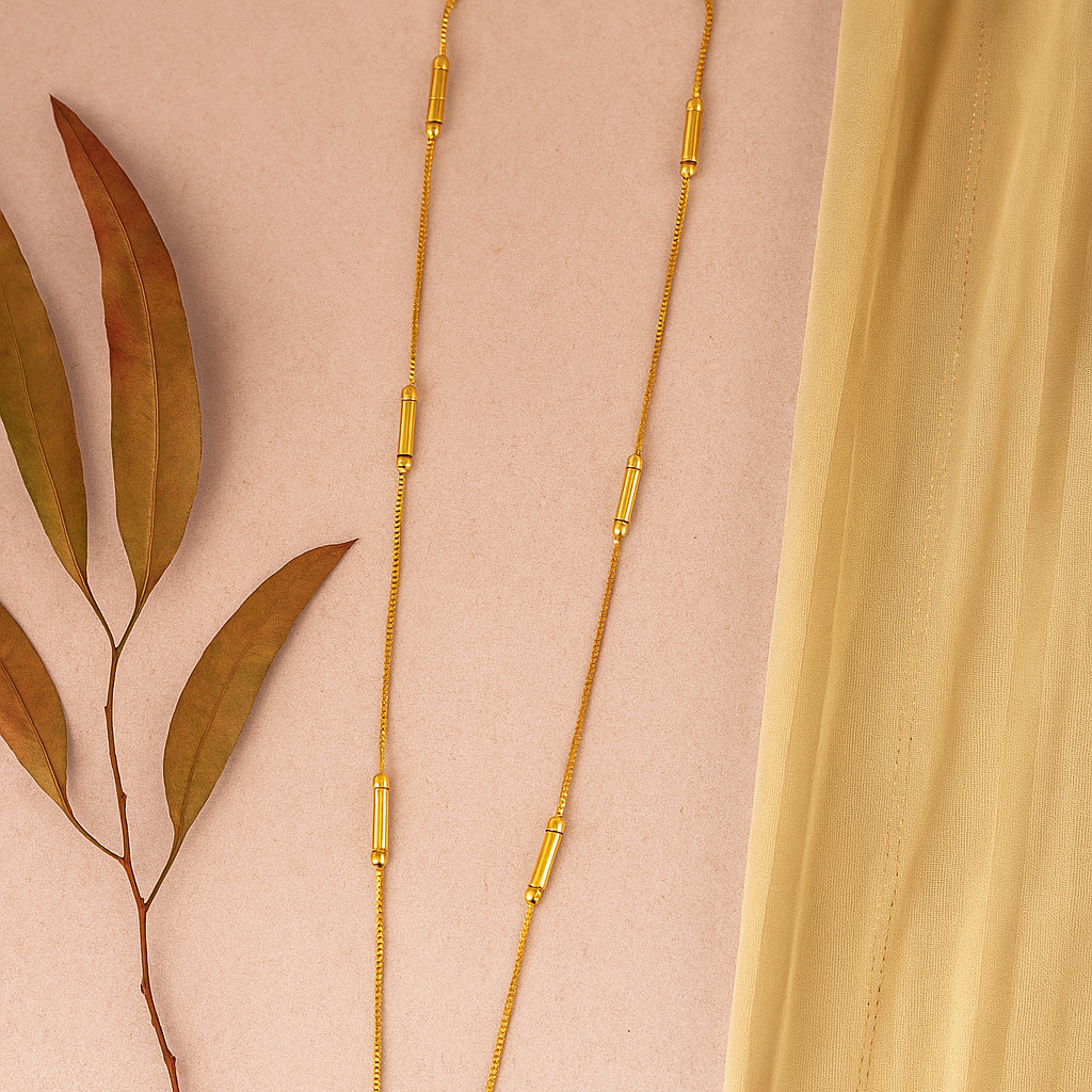 Classic Cylindrical Bead Gold Chain