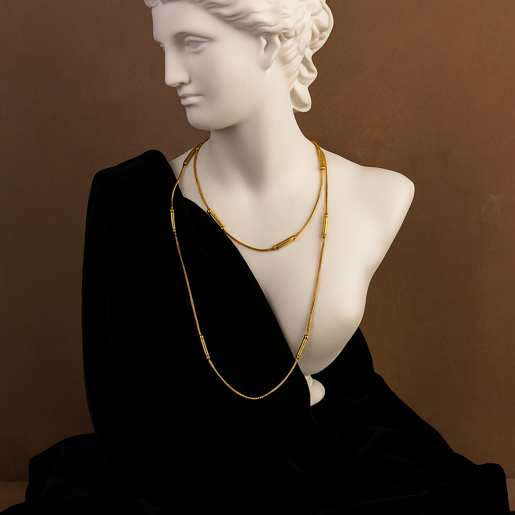 Classic Cylindrical Bead Gold Chain