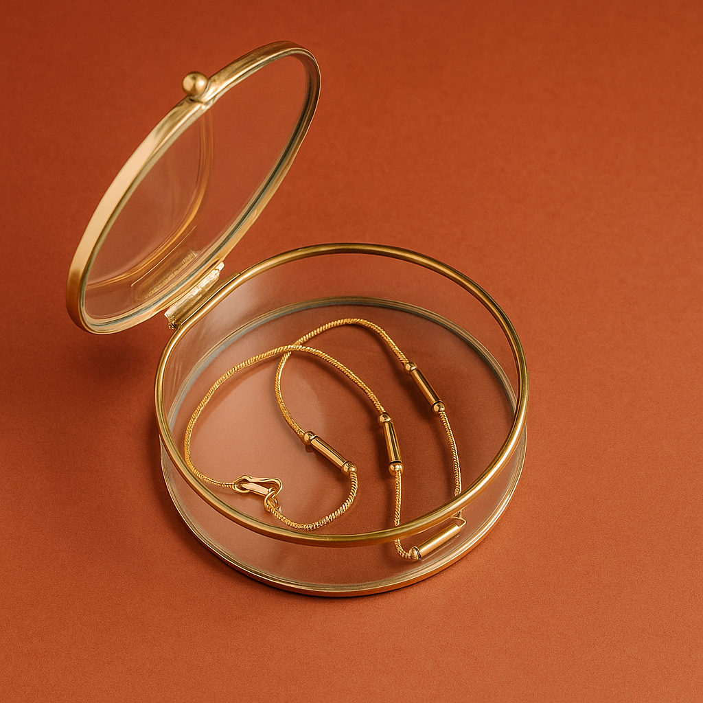 Classic Cylindrical Bead Gold Chain