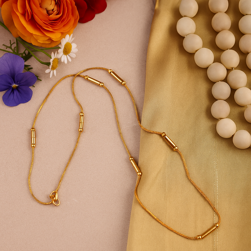Classic Cylindrical Bead Gold Chain