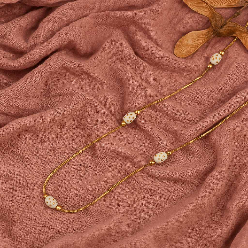 White Beaded Elegant Chain Necklace