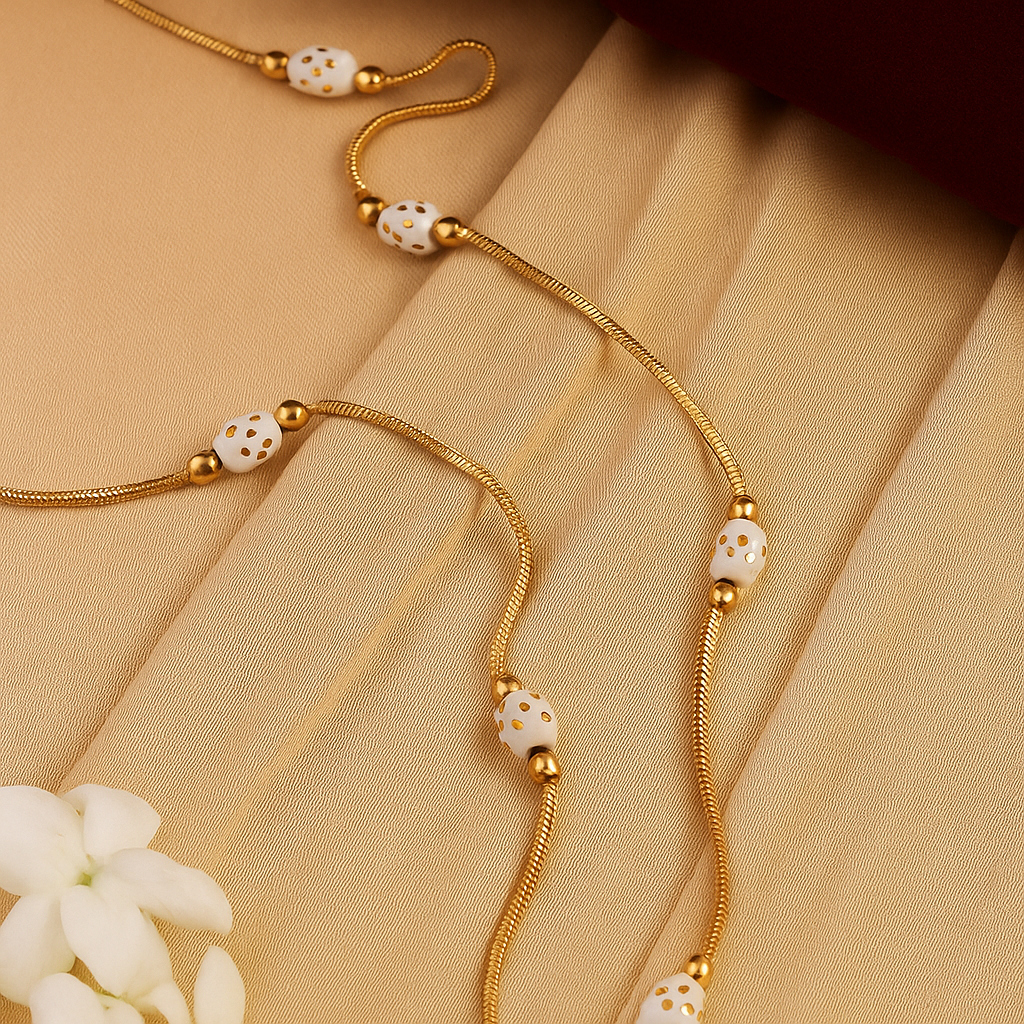 White Beaded Elegant Chain Necklace