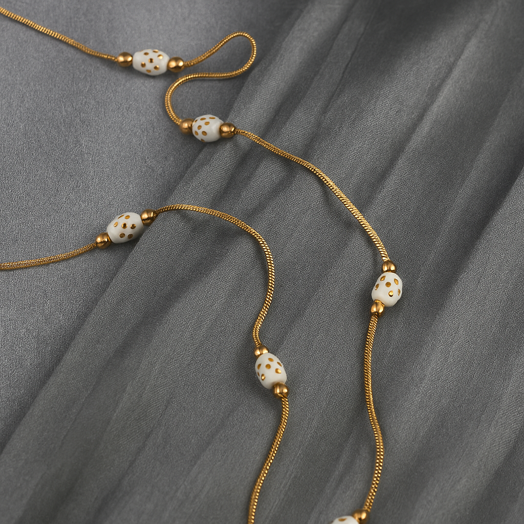 White Beaded Elegant Chain Necklace