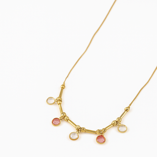 Multicolor Stone Charm Chain Necklace