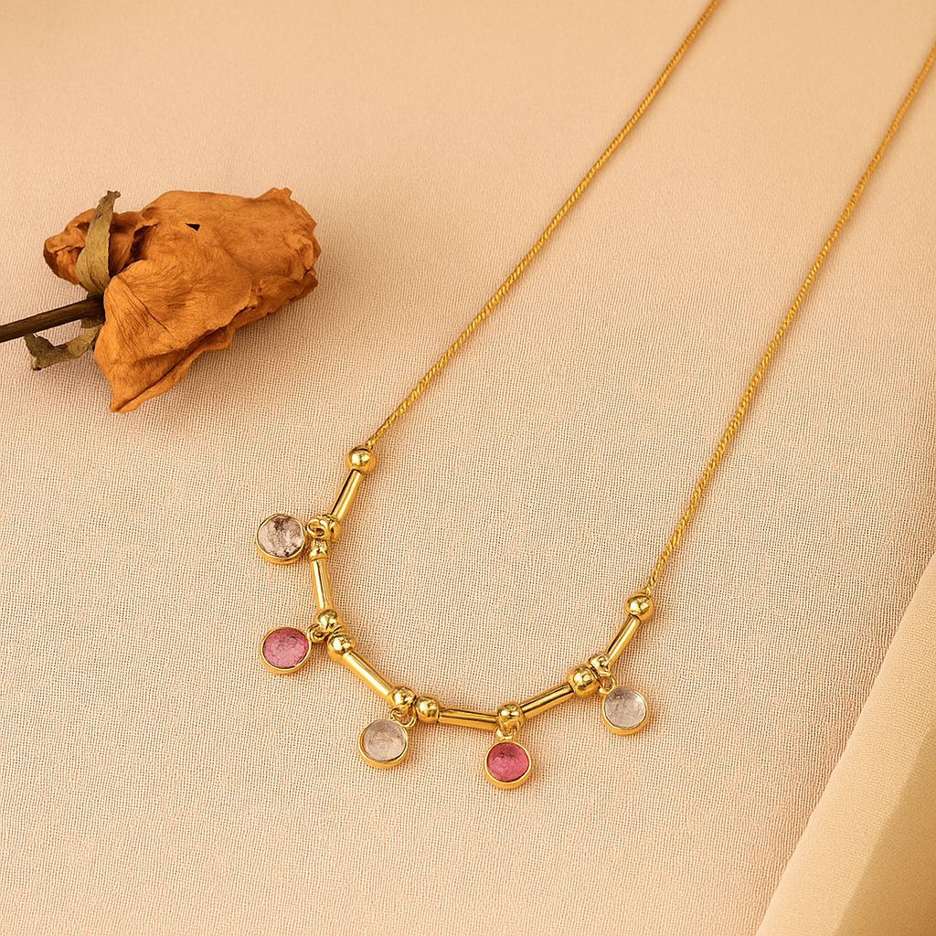 Multicolor Stone Charm Chain Necklace