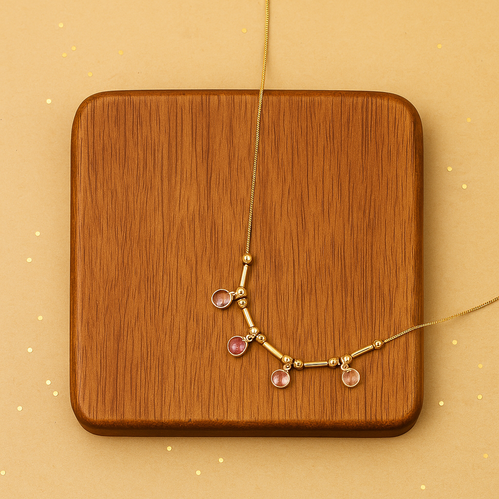 Multicolor Stone Charm Chain Necklace