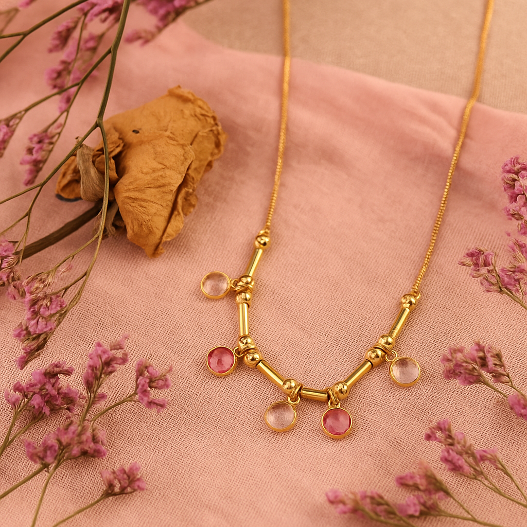 Multicolor Stone Charm Chain Necklace