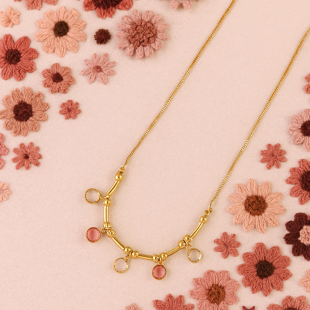 Multicolor Stone Charm Chain Necklace