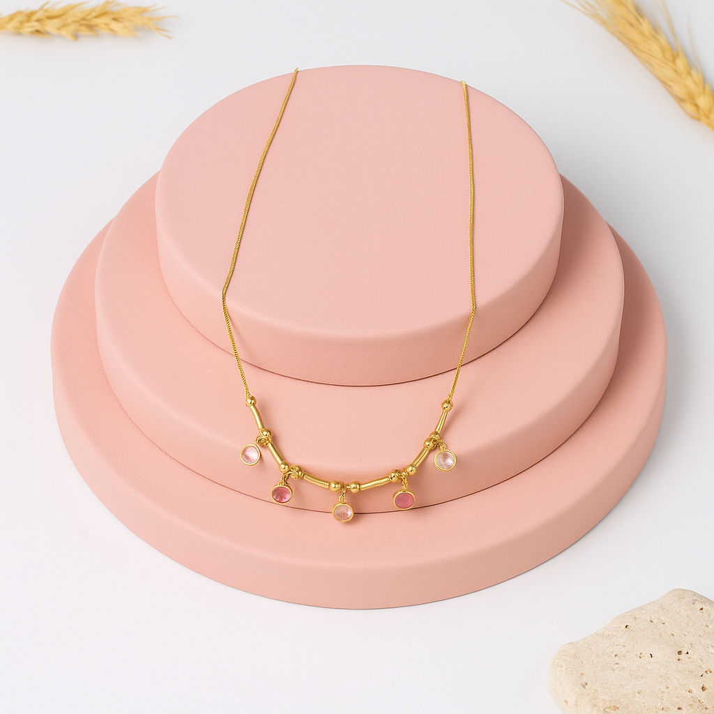 Multicolor Stone Charm Chain Necklace