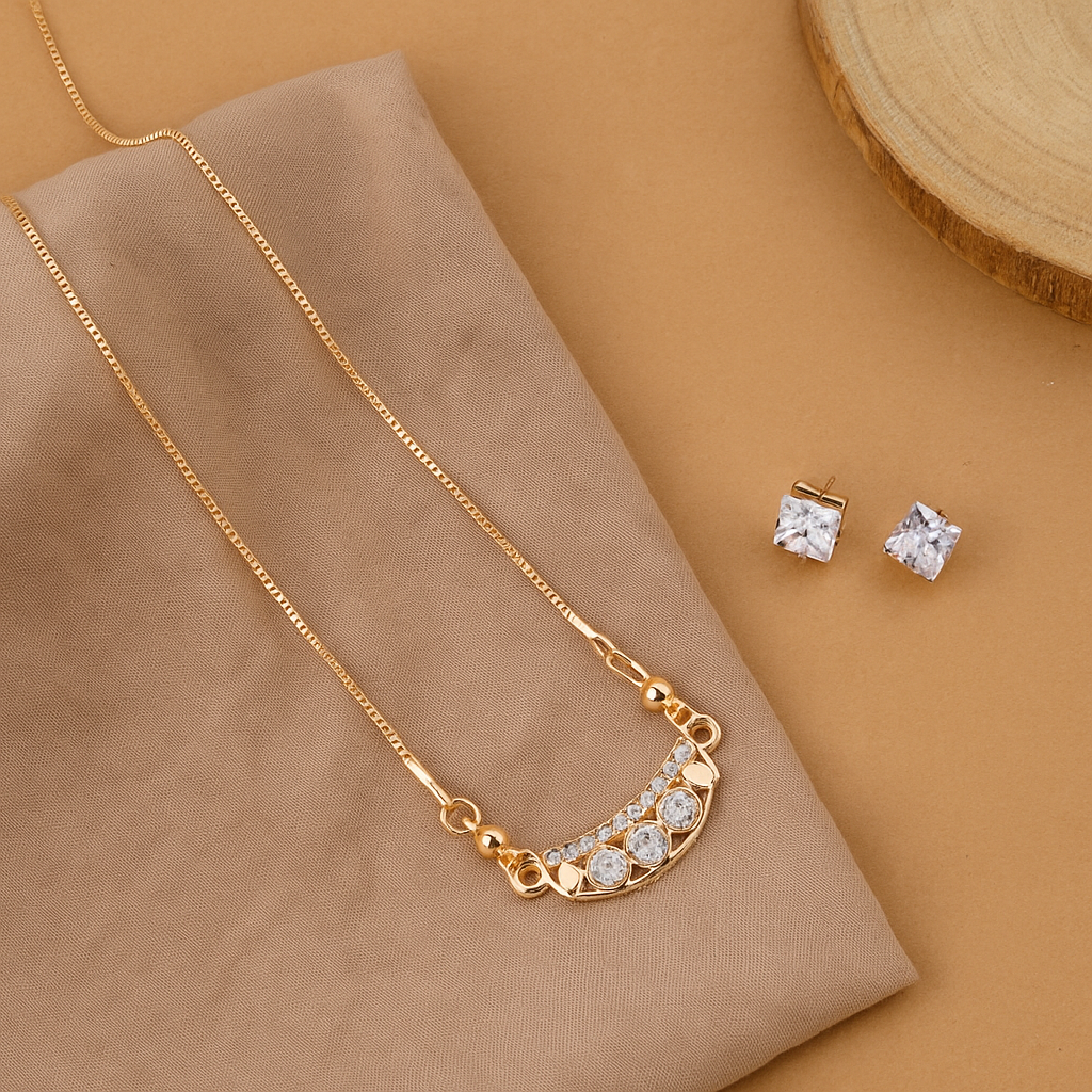 Gold Plated Crystal Stone Chain Pendant