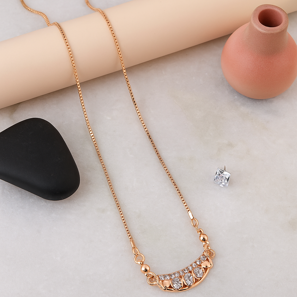 Gold Plated Crystal Stone Chain Pendant