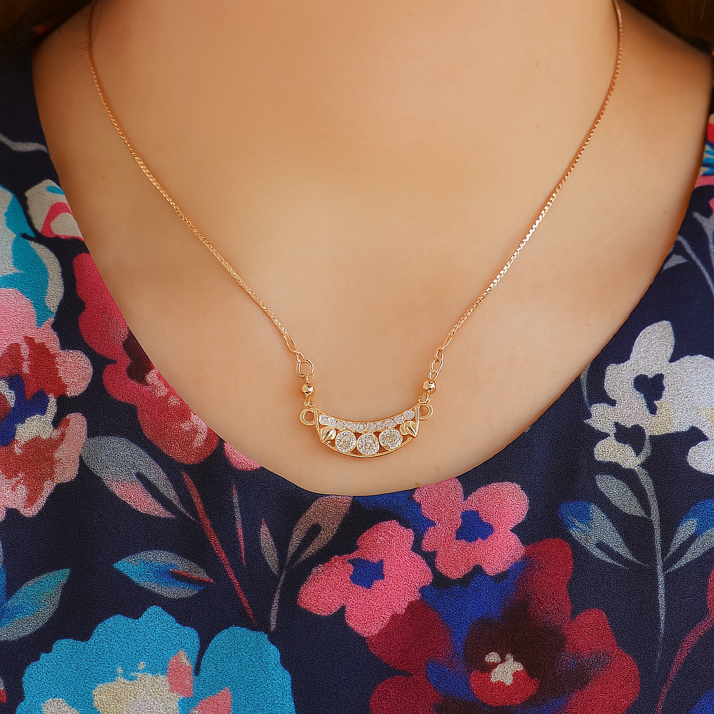 Gold Plated Crystal Stone Chain Pendant