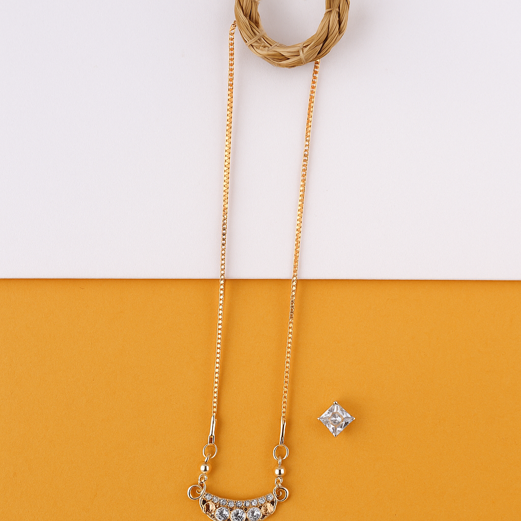 Gold Plated Crystal Stone Chain Pendant