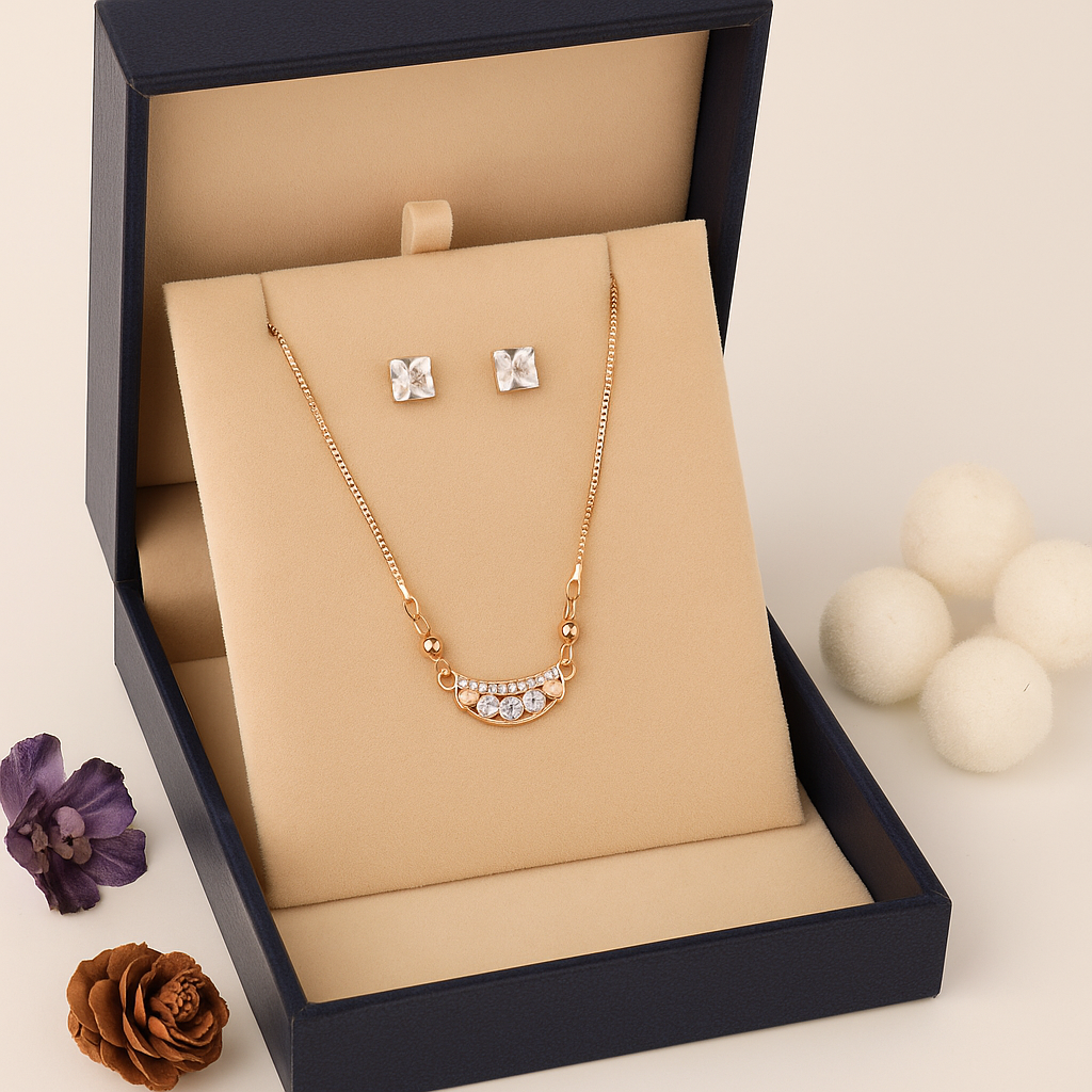 Gold Plated Crystal Stone Chain Pendant