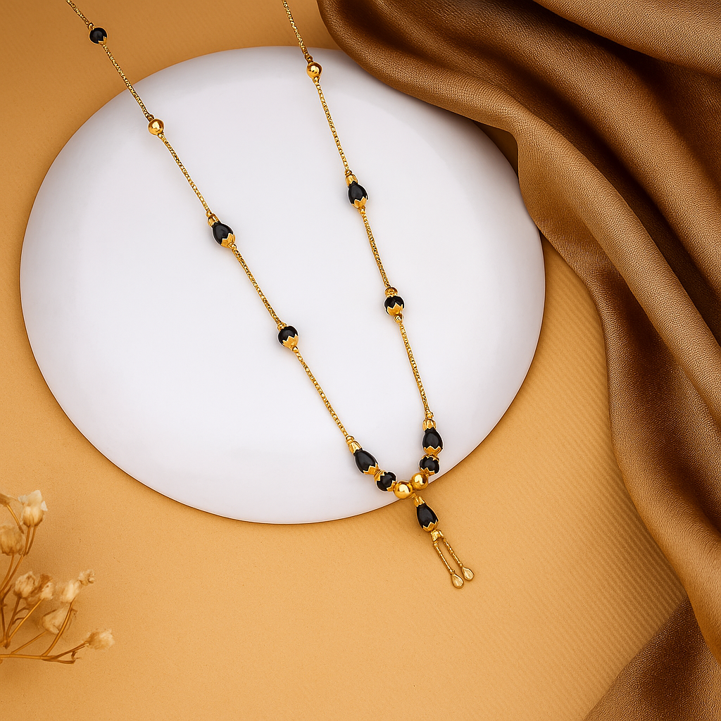 Tear-Drop Black Bead Mangalsutra