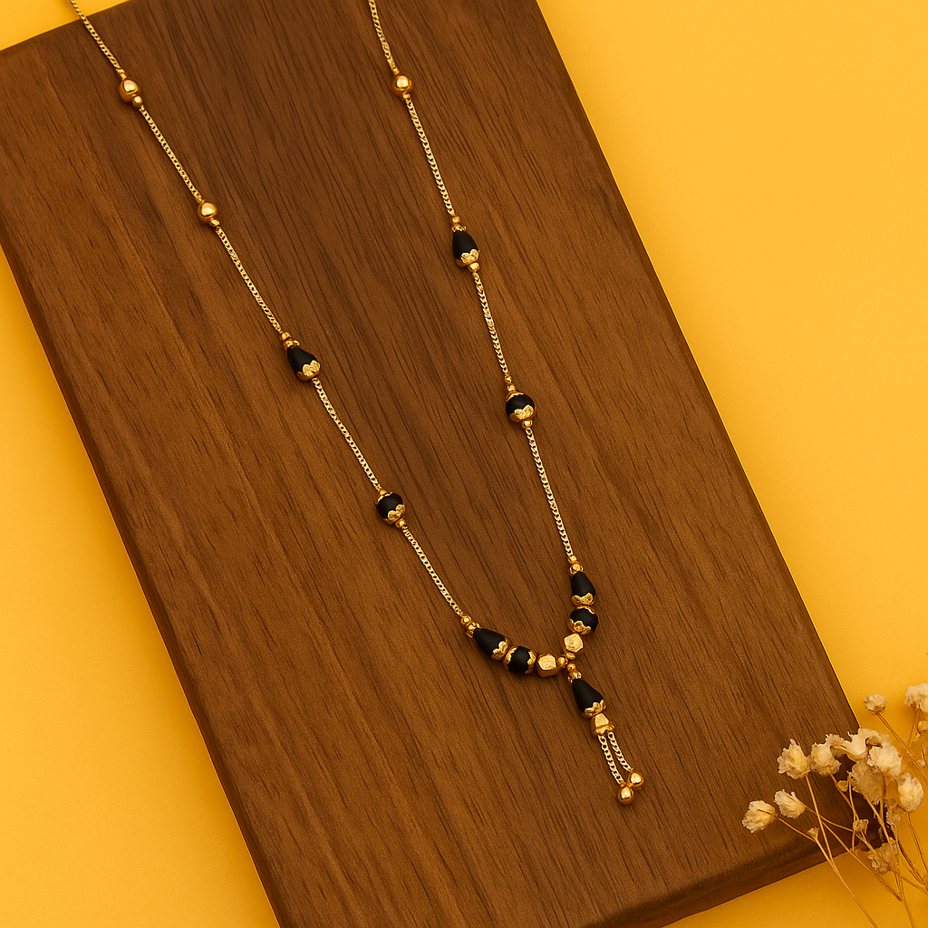Tear-Drop Black Bead Mangalsutra