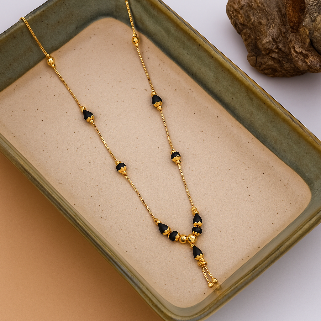 Tear-Drop Black Bead Mangalsutra
