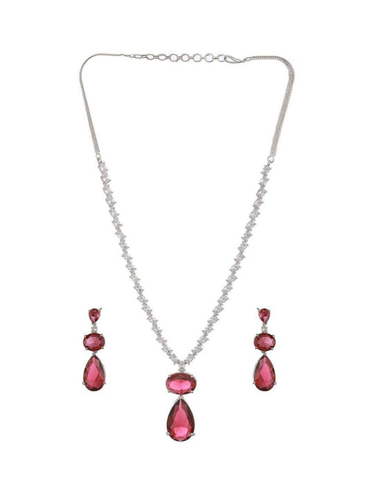 Red Teardrop Necklace Set – Elegant Bridal & Party Jewelry
