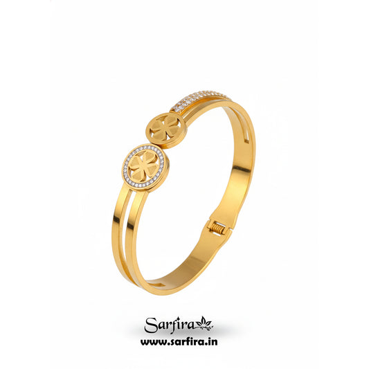 Dual Band Flower Kada Bracelet