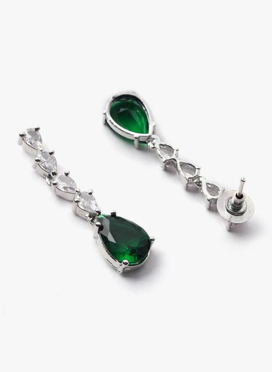 Green Teardrop Necklace Set – Elegant Wedding & Party Jewelry
