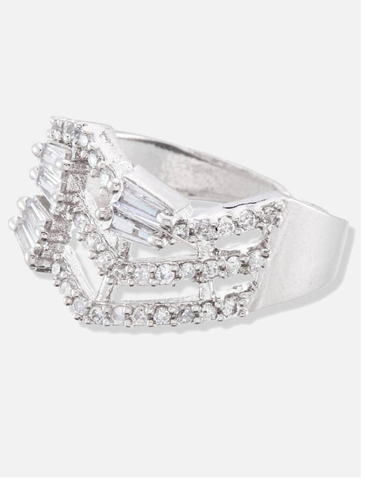 Diamond Cut Finger Ring - Silver
