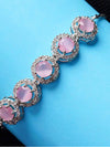 Atarangi Elegant Adjustable Light Pink American Diamond Halo Bracelet for Women