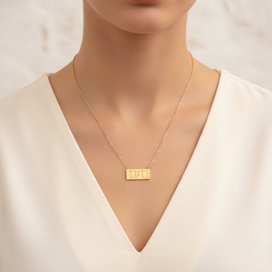 Anti-Tarnish Gold 11:11 Bar Chain Necklace
