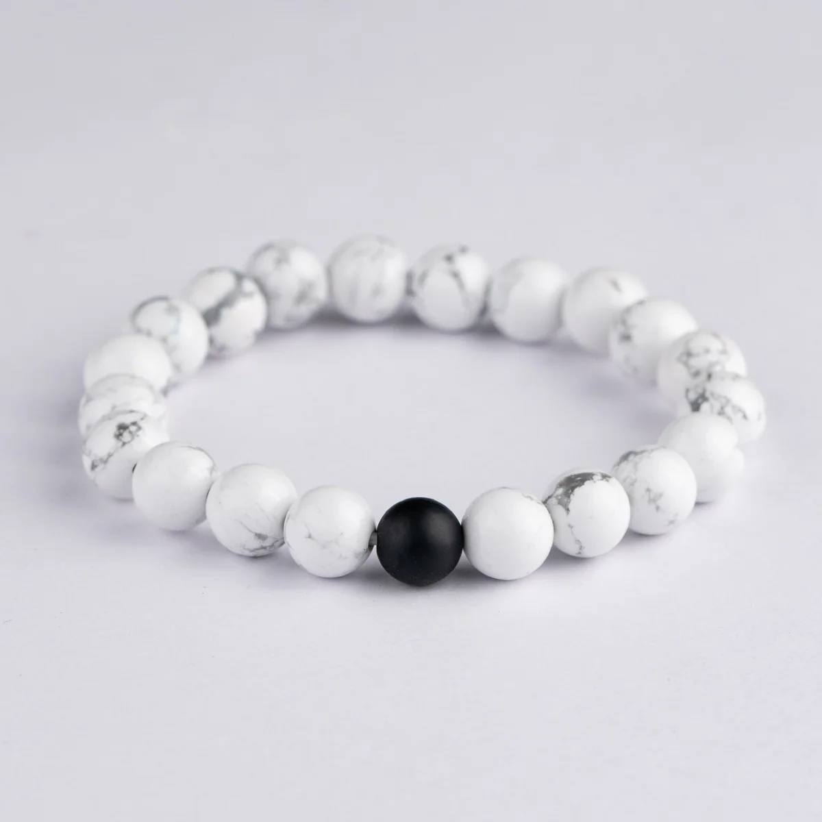 Atarangi Black & White Beaded Couple Bracelet Set – Pack of 2 Matching His & Her Bracelets