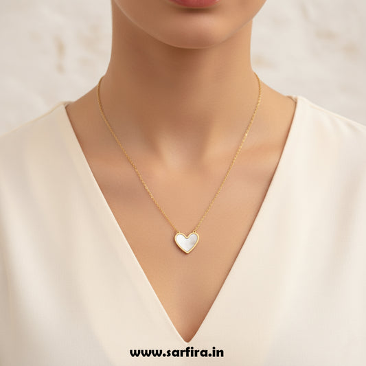 Anti-Tarnish Gold Heart Necklace & Stud Earring Set