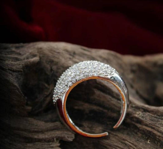 Sparkle Stone Finger Ring - Silver
