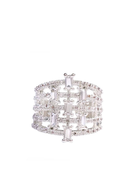Luxury Multi-Layer Baguette Diamond-Style Finger Ring for Women