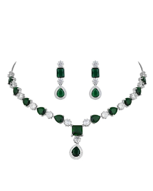 Emerald Green Stone Necklace Set – Bridal & Party Jewelry