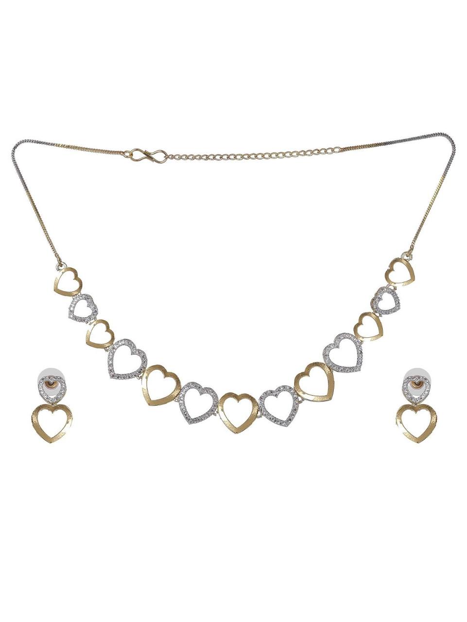 Luxury Gold Heart Necklace & Earring Jewelry Set – Bridal & Party Elegance
