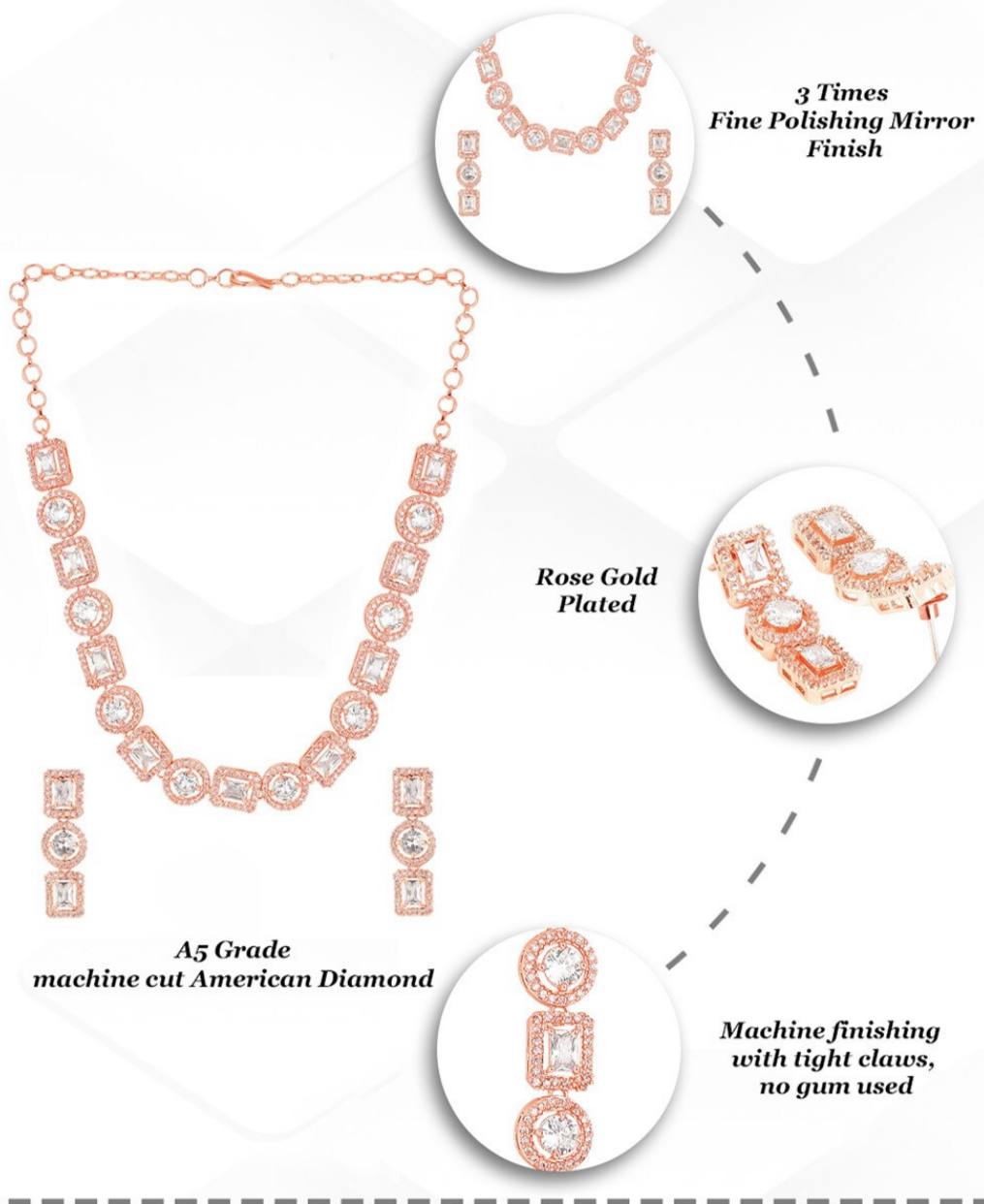 Luxury Rose Gold Crystal Necklace & Earring Set – Women’s Jewelry