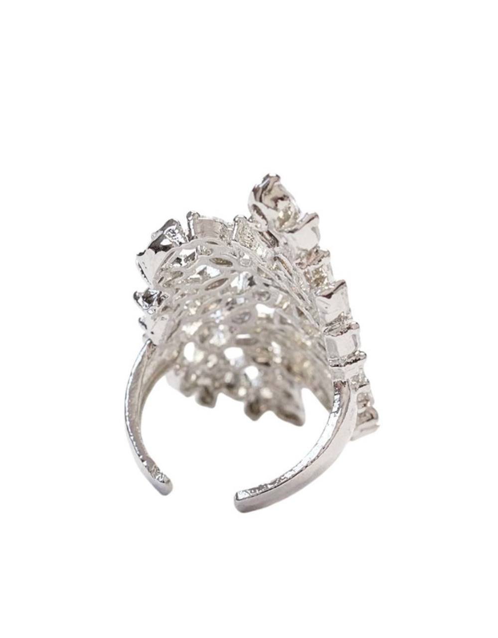 Elegant Silver Leaf Finger Ring for Women – Adjustable Party Wear Jewelry
