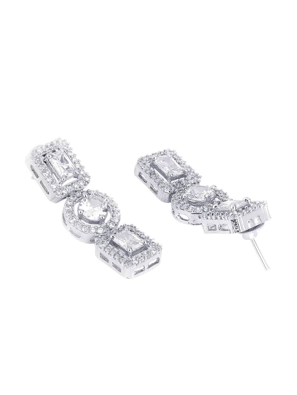 Luxury White Crystal Necklace & Earring Set – Women’s Jewelry