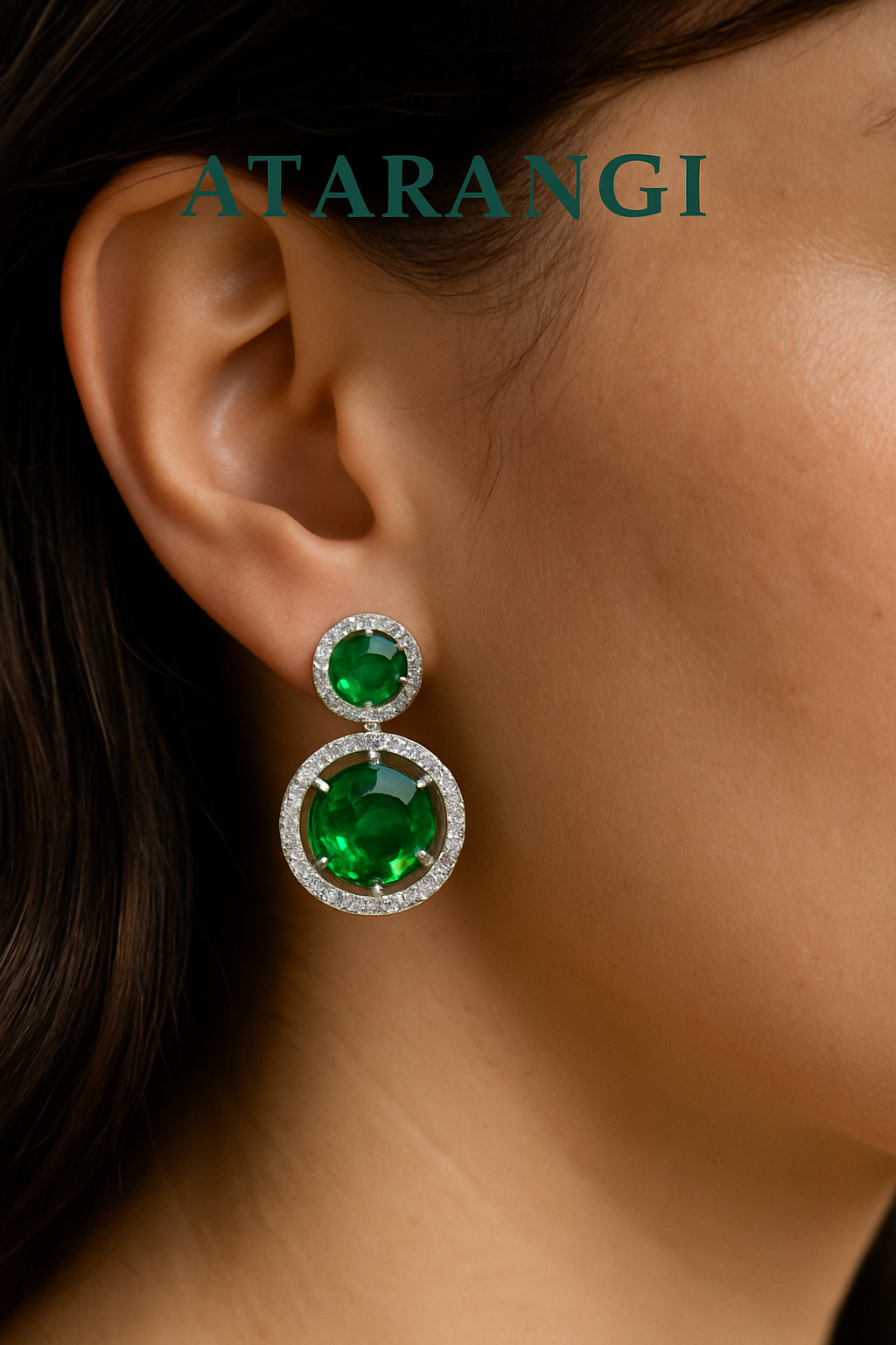 Atarangi Crystal Drop Earrings for Women – Available in Blue & Green