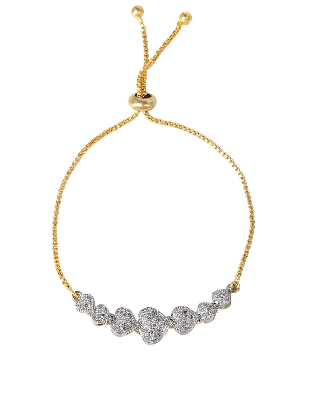 Luxury Heart Shape Jewelry Set – Silver & Gold Tone Necklace, Bracelet, Earrings & Ring