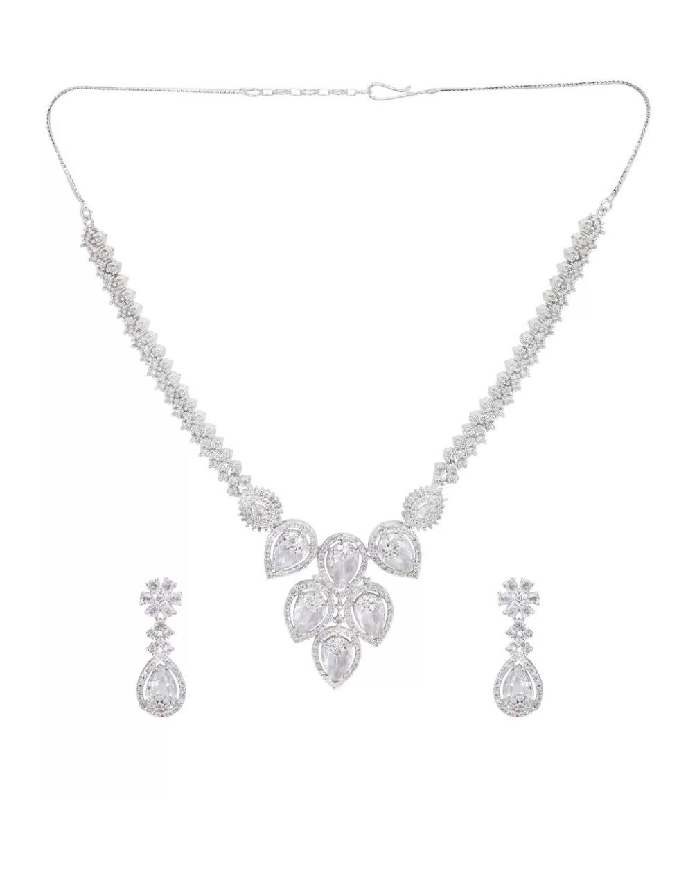 White Crystal Bridal Necklace Set for Women – Wedding & Party Jewelry