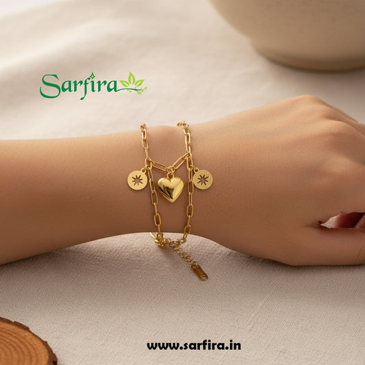 Layered Heart & Star Charm Bracelet