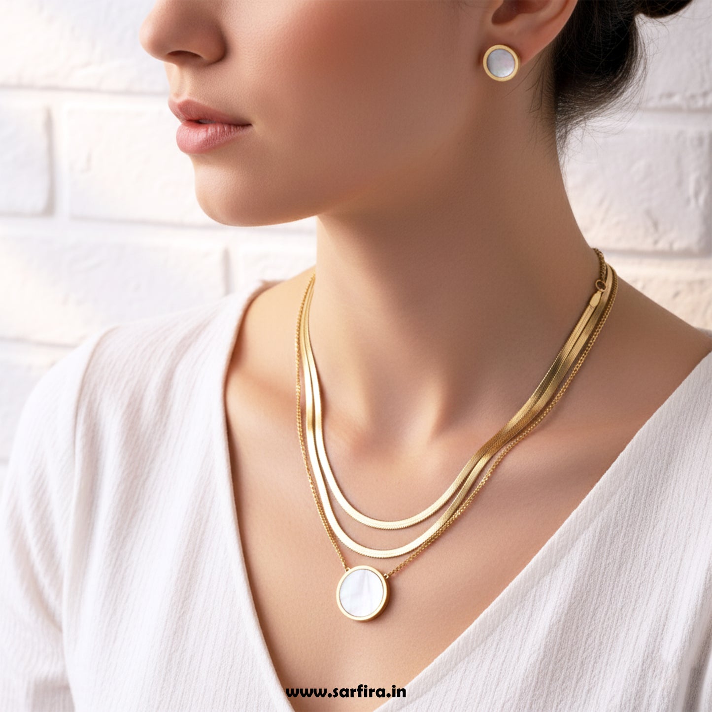 3 Layered Snake Round Necklace Set