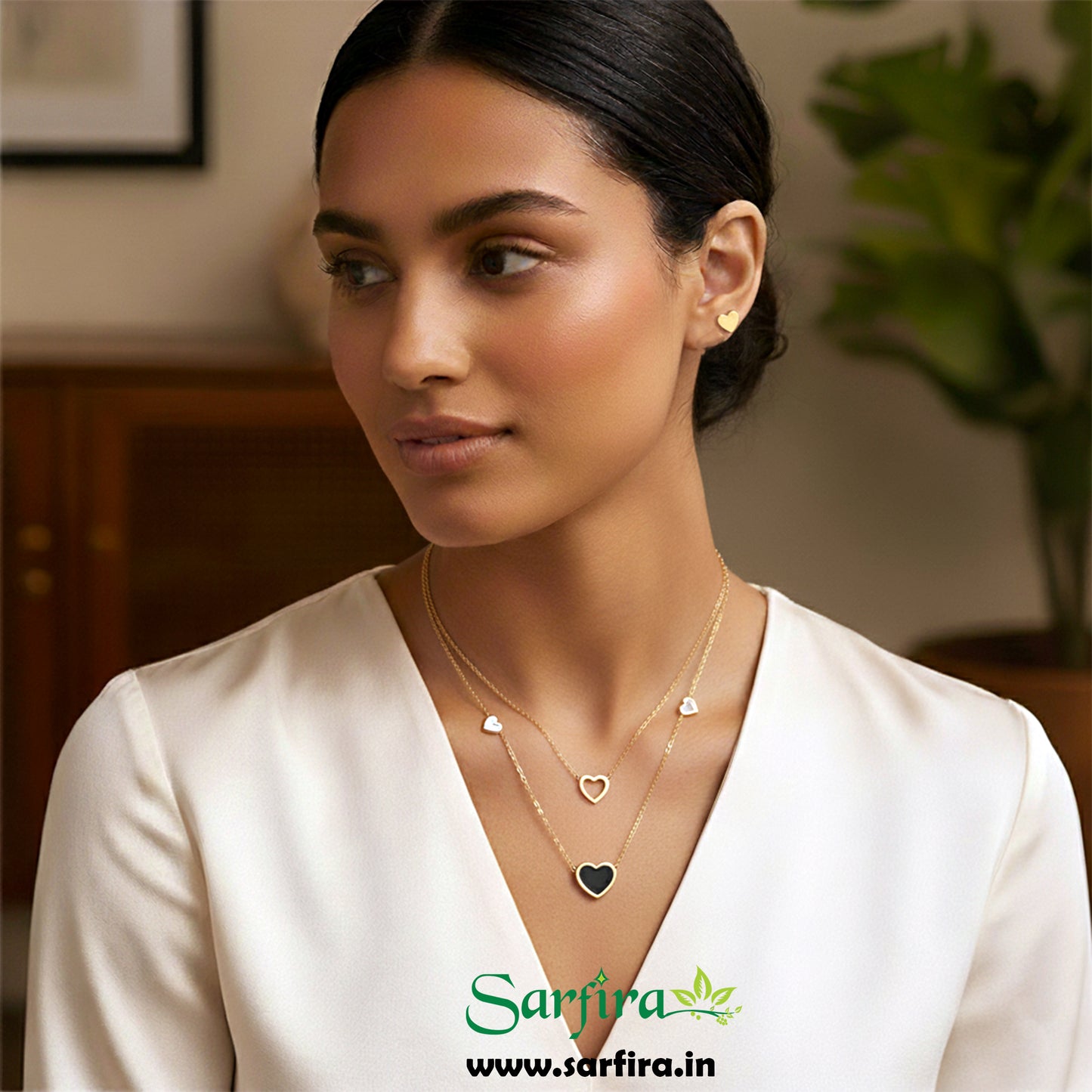 Heart Chain Necklace & Stud Set