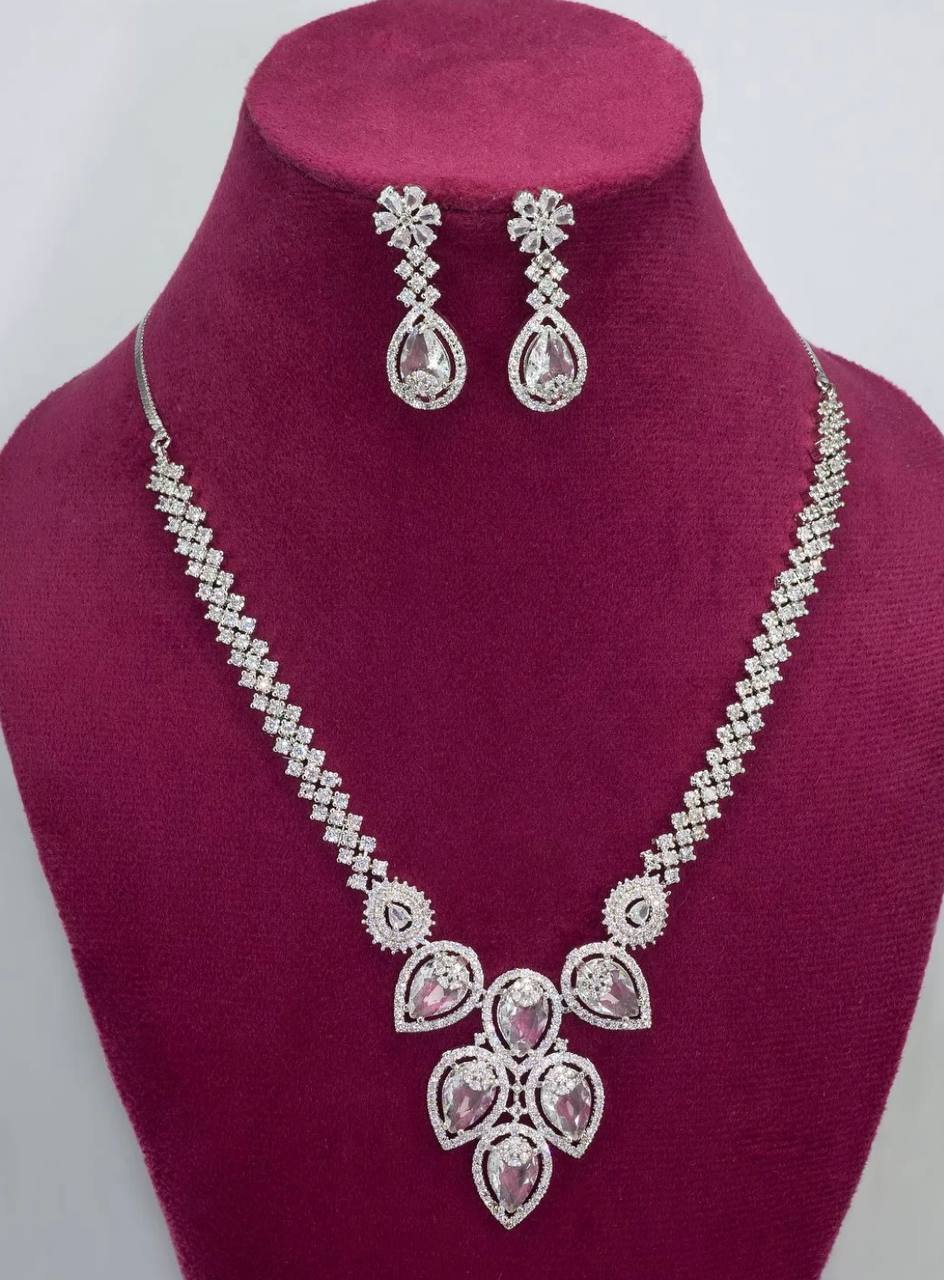 White Crystal Bridal Necklace Set for Women – Wedding & Party Jewelry
