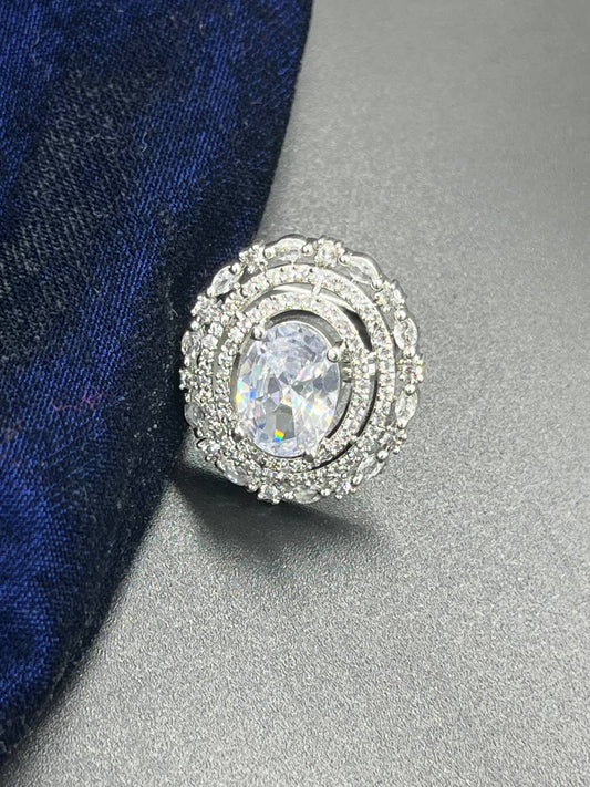 White Oval Stone Finger Ring