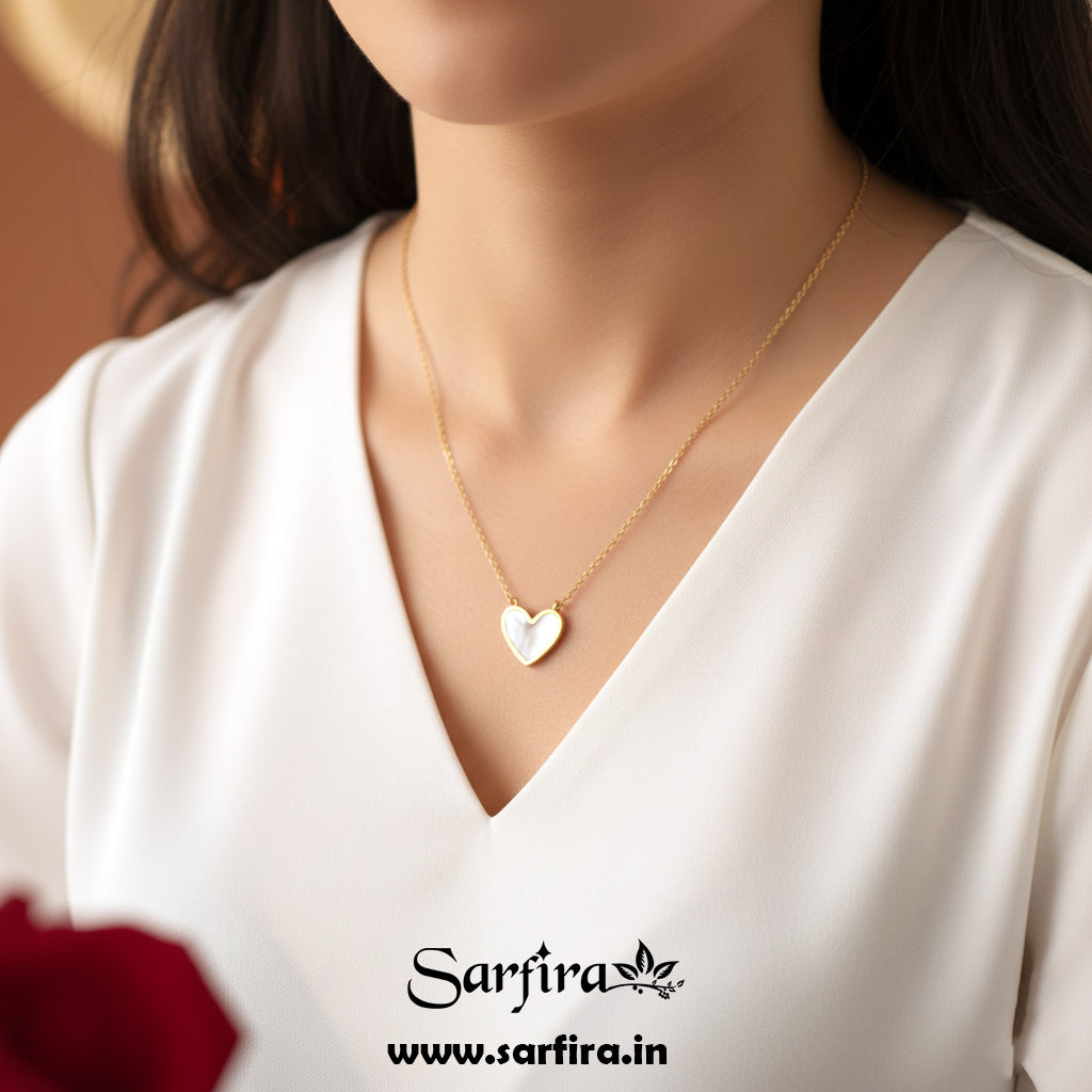 Anti-Tarnish Gold Heart Necklace & Stud Earring Set
