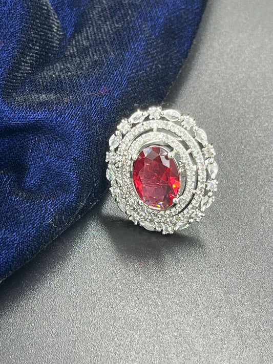 Red Oval Stone Finger Ring