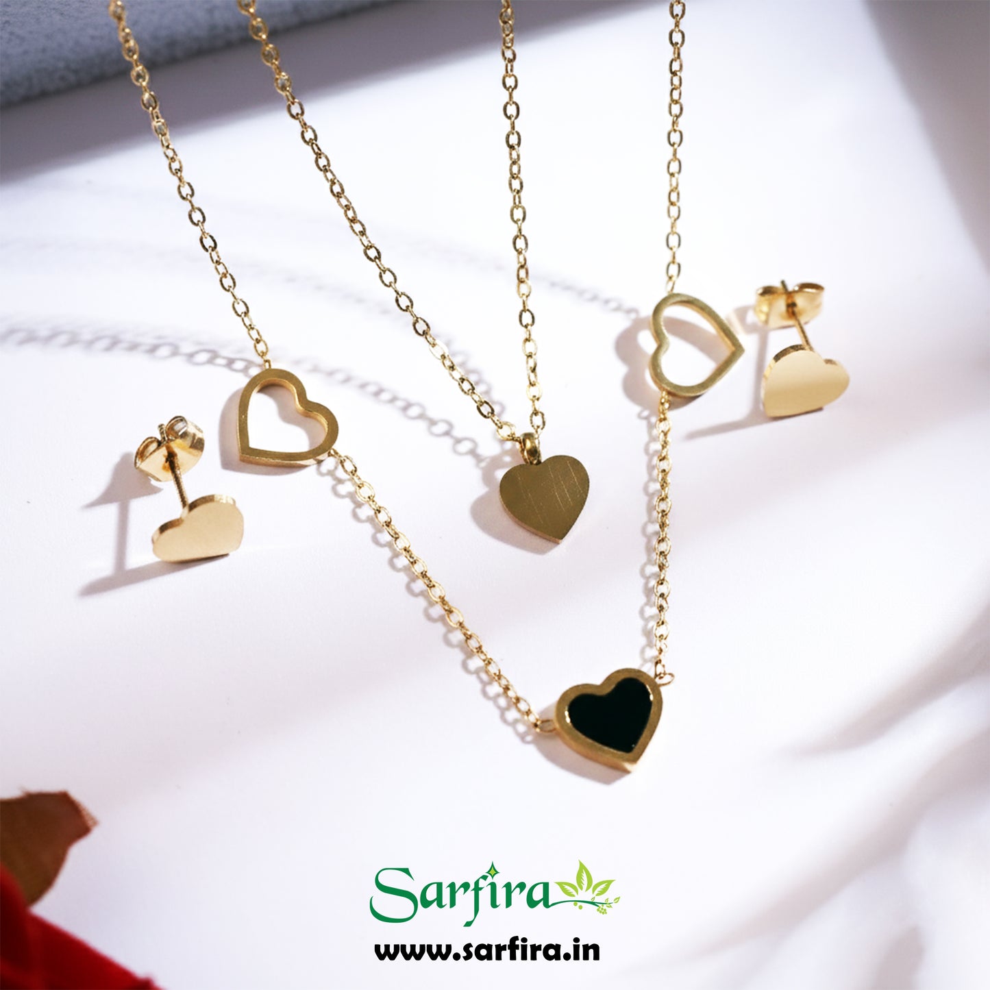 Heart Chain Necklace & Stud Set