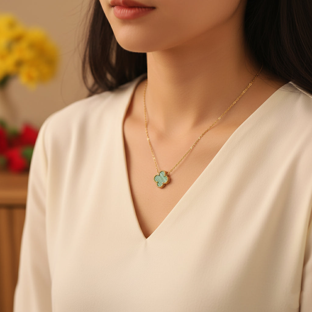 Green Flower Chain Pendant