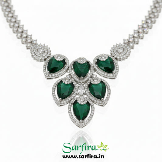 Green Crystal Bridal Necklace Set for Women – Wedding & Party Jewelry