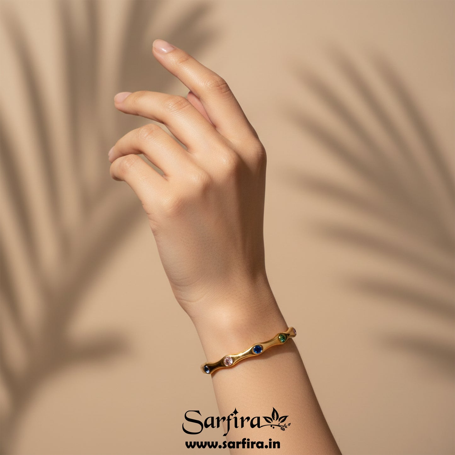 Multi-Color Stone Open Kada Bracelet